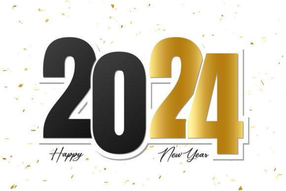 2024 New Year Golden Text Effect Graphics & Illustrations