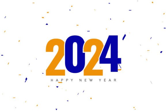 Colorful New Year 2024 Typography for Embroidery