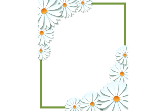 Daisy Corner Frame: Floral Graphics for Decorative Elements