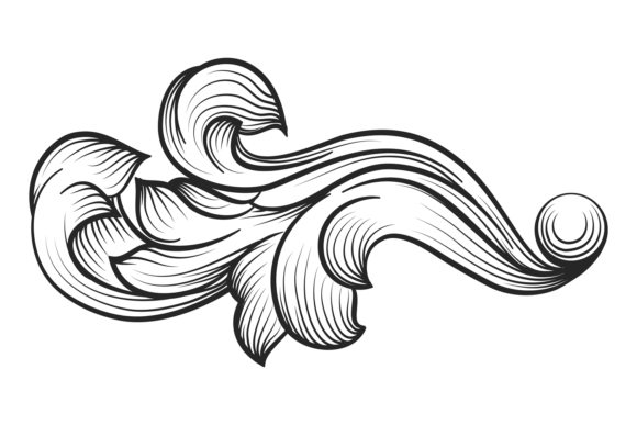 Decorative Floral Branch in Retro Orname: Graphics for Crafts