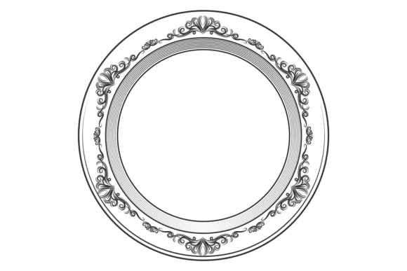 Decorative Plate Engraving. Empty Dish T Graphics for Crafts