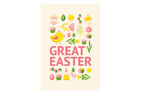 Easter Card Template: Trendy Textured Graphics & Illustrations