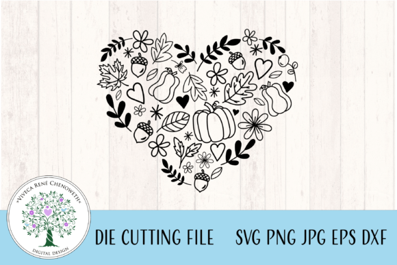 Fall Decorative Elements in Heart Shape