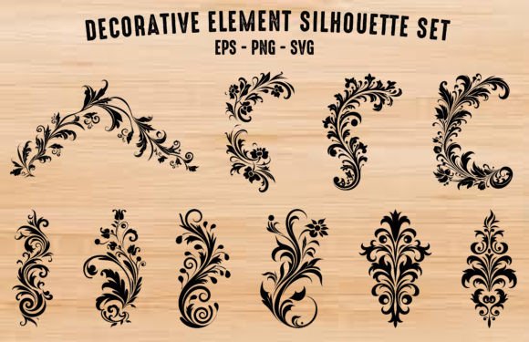 Floral Ornament Vector Silhouette Set for Graphics & Illustrations