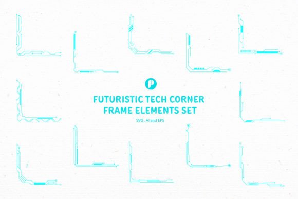 Futuristic Tech Corner Frame Graphics & Illustrations