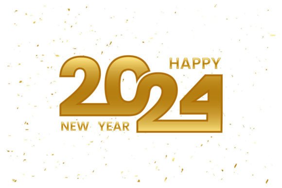 Gold 2024 Happy New Year Graphics & Illustrations
