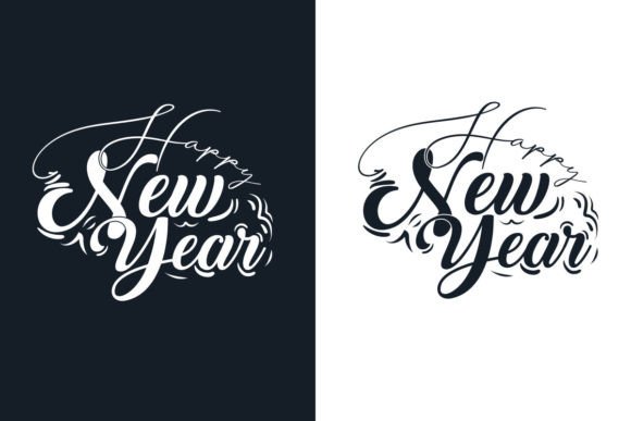 Happy New Year Typography Graphics & Illustrations