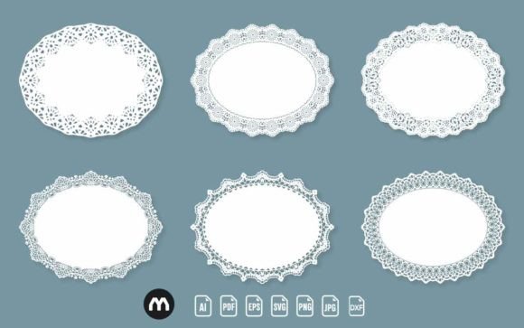 Laser Cut Decorative Oval Lace Bundle SVG Graphics