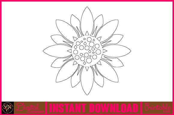 Sunflower Line Art Flower SVG Elements 4