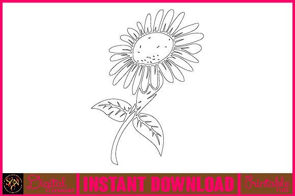 Sunflower Line Art SVG Graphics & Illustrations Review