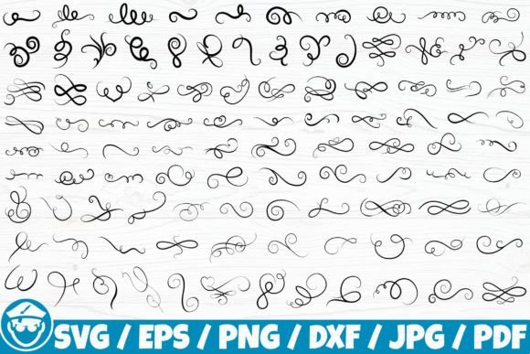 Swirl Swoosh Decorative X100 BUNDLE: Graphics for Crafts