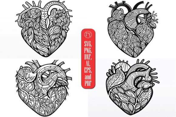 Valentine's Decorative Heart SVG Bundle: Graphics & Crafts