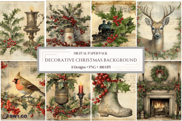 Vintage Decorative Christmas Backgrounds Graphics