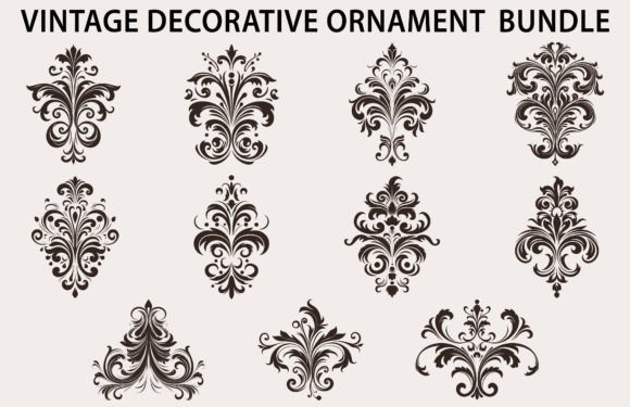Vintage Decorative Design Element Bundle: Graphics for Crafts
