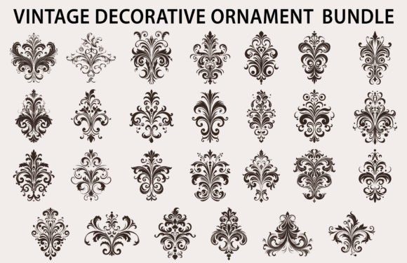 Vintage Decorative Element Vector Bundle: Graphics for Crafts